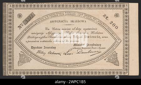 Dokument aus 1831, in dem die Aktivitäten für die Zuweisung von Finanzmitteln und die Verwaltung staatlicher Fonds detailliert dargestellt werden. Stockfoto