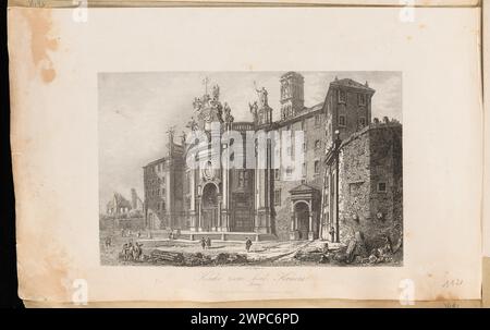 Eine 1851 von Albert Henry Payne in Rom durchgeführte Ansicht der Kreuzkirche, die architektonische Darstellung und Stadtlandschaft aus der Mitte des 19. Jahrhunderts illustriert. Stockfoto