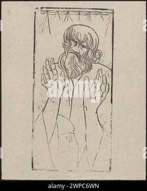 Jugendstildruck von Feliks Stanisław Jasiński (1862–1901), der Frauen und Männer in einer vom Japanismus beeinflussten Gebetsszene zeigt, die Teil der Sammlung Leopold Wellisz ist, französische und polnische grafische Traditionen. Stockfoto