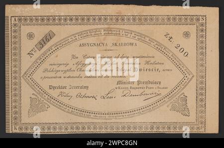 Dokumentierte Finanzverwaltung aus dem Jahr 1831 mit offizieller Fondsverwaltung, Auszahlung und staatlicher Aufsicht. Stockfoto