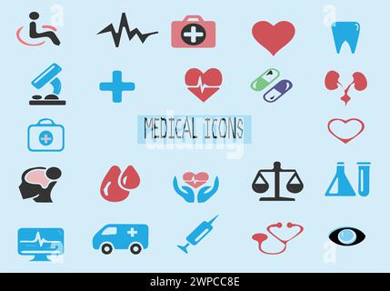 Gesundheit Symbole setzen medizinische Symbole bündeln Weltgesundheit Tag Vektor Illustrator Stock Vektor