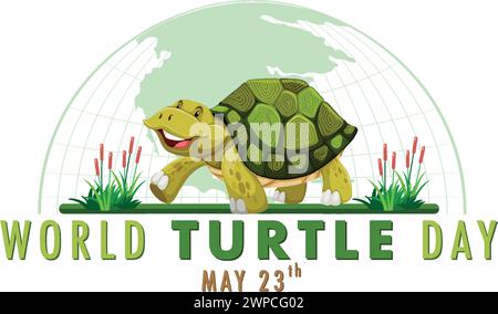 Cartoon Turtle anlässlich des Weltschildkrötentages, 23. Mai Stock Vektor