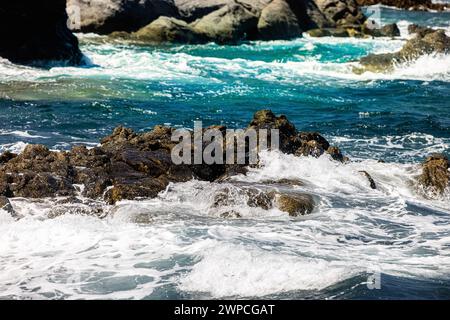 LaDigue Stones Rocky Beach Ocean Power Stockfoto