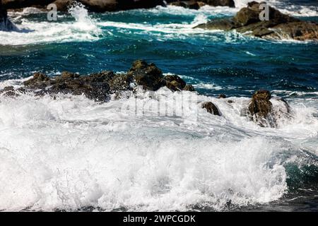 LaDigue Stones Rocky Beach Ocean Power Stockfoto