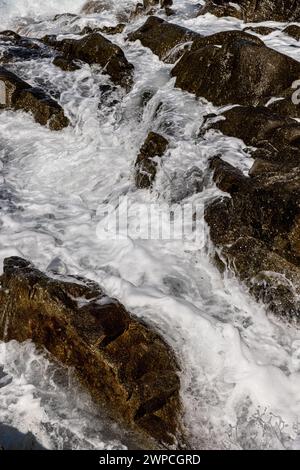 LaDigue Stones Rocky Beach Ocean Power Stockfoto