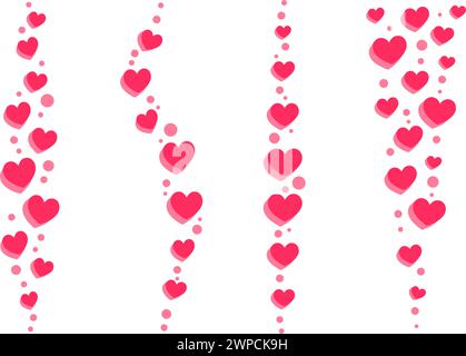 Ich liebe Streams. Fliegende Herzen-Symbole für soziale Medien und Reaktionen. Vektorelemente auf weißem Hintergrund isoliert. Stock Vektor