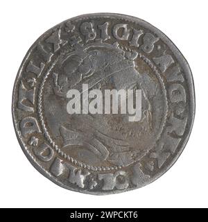 Litauischer Pfennig auf Halt Litauisch; Zygmunt II August (polnischer König; 1544-1572); 1546 (1546-00-00-1546-00-00); Stockfoto