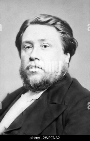 Porträt von Charles Haddon Spurgeon (1834–1892), englischer Baptistenprediger, der bis heute unter Christen verschiedener Glaubensrichtungen sehr einflussreich ist. Stockfoto