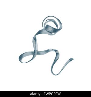 Aquarellabbildung mit Klebeband. Handgezeichnet von blauem Zentimeter auf weißem isoliertem Hintergrund. Abbildung Parametermessgerät. Farbzeichnung von Diät Stockfoto