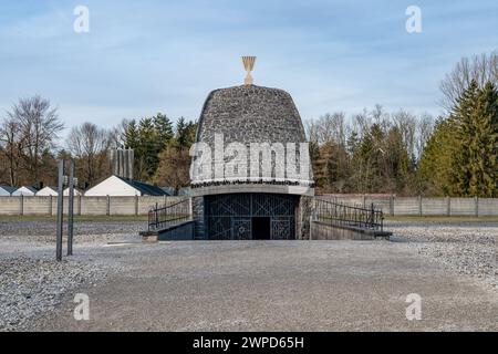 Dachau, deutscher jüdischer Tempel, um für die Opfer im Konzentrationslager zu ehren und zu beten. Stockfoto