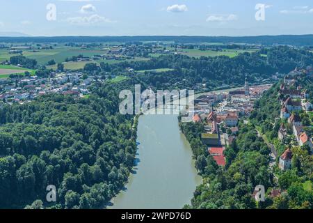 Blick auf die Altstadt von Burghausen in der Tourismusregion Inn-Salzach Stockfoto