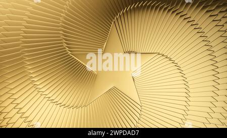 3D-Rendering-Illustration mit goldenem Stern-Spiralpfad Stockfoto