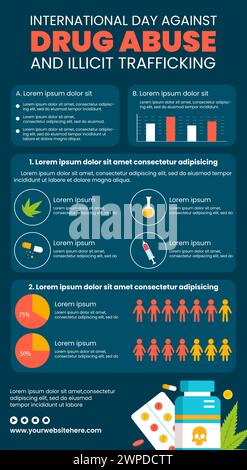 Drogenmissbrauch und -Handel Infografik-Cartoon-Vorlagen Hintergrund-Illustration Stock Vektor