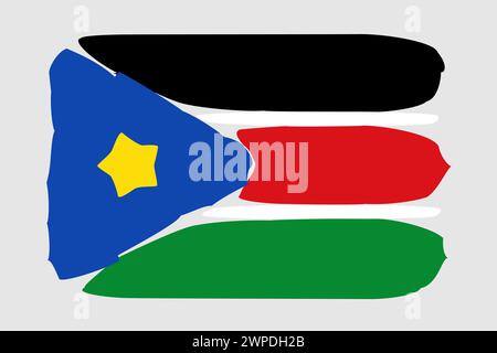 Südsudan Flagge - gemalte Design Vektor Illustration. Vektorpinselstil Stock Vektor