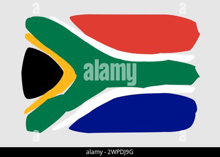 Südafrika Flagge - gemalte Design Vektor Illustration. Vektorpinselstil Stock Vektor