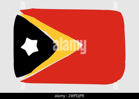 Osttimor-Flagge - gemalte Design-Vektor-Illustration. Vektorpinselstil Stock Vektor