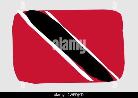 Trinidad und Tobago Flagge - gemalte Design Vektor Illustration. Vektorpinselstil Stock Vektor
