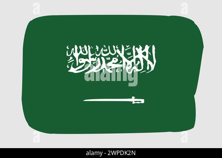 Saudi-Arabien Flagge - gemalte Design Vektor Illustration. Vektorpinselstil Stock Vektor