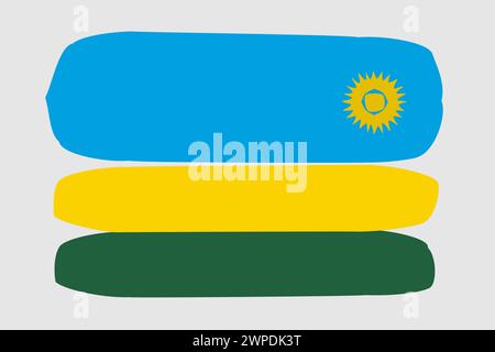 Ruanda-Flagge - gemalte Design-Vektor-Illustration. Vektorpinselstil Stock Vektor