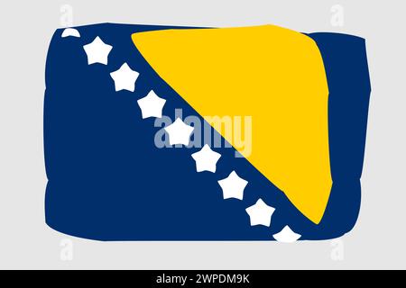 Bosnien und Herzegowina Flagge - gemalte Design Vektor Illustration. Vektorpinselstil Stock Vektor