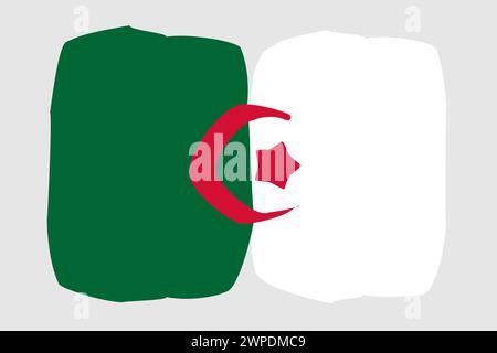Algerien Flagge - gemalte Design Vektor Illustration. Vektorpinselstil Stock Vektor