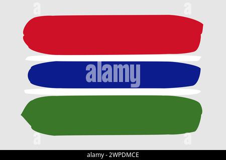 Gambia Flagge - gemalte Design Vektor Illustration. Vektorpinselstil Stock Vektor