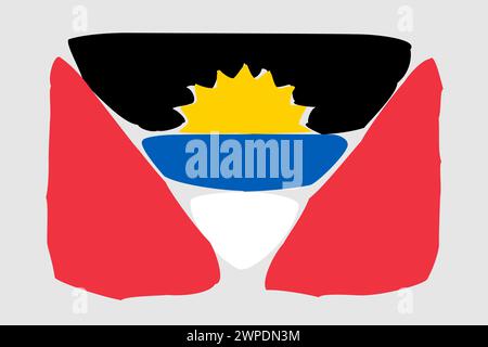 Antigua und Barbuda Flagge - gemalte Design Vektor Illustration. Vektorpinselstil Stock Vektor