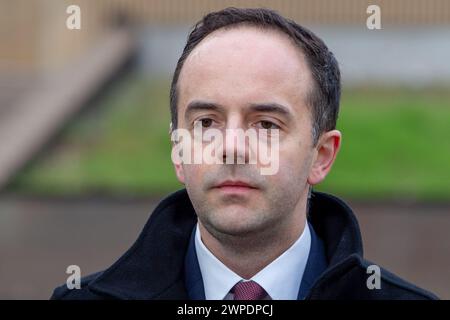 London, England, Großbritannien. März 2024. Der britische Finanzminister JAMES MURRAY wird während der Morgenrunde in Westminster interviewt. (Kreditbild: © Thomas Krych/ZUMA Press Wire) NUR REDAKTIONELLE VERWENDUNG! Nicht für kommerzielle ZWECKE! Stockfoto