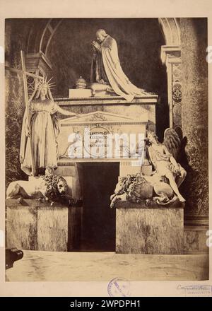 Diese Fotografie aus dem 19. Jahrhundert zeigt den Grabstein von Papst Clemens XIII., der von Antonio Canova zwischen 1787-1792 in der Basilika von Rom geschaffen wurde. Stockfoto