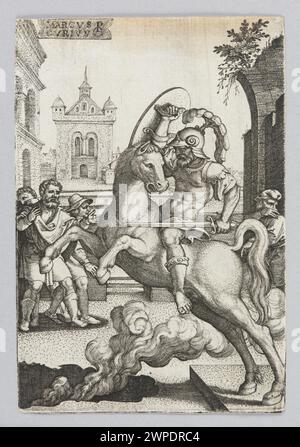 Kunstwerk von Georg Pencz aus dem 16. Jahrhundert mit Marek Curtius, Teil der Kunst der frühen deutschen Renaissance um 1500–1550. Stockfoto