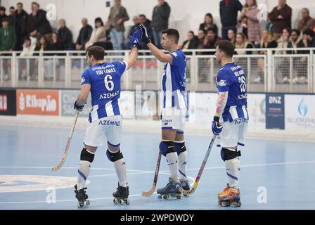 Vila Nova de Famalicão, 06/2024 - Riba d'Avehosted Fud Futebol Clube do Porto heute Abend im Pavilhão do Parque das Tílias - Riba d'an das Roundound des 16. Portugiesischen Pokals, Saison 2023/24. Carlo di Benedetto feiert das Tor. (Miguel Pereira/Global Imagens) Credit: Atlantico Press/Alamy Live News Stockfoto