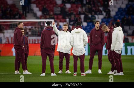 München Deutschland. März 2024. Torwart Daniel Peretz (Muenchen), Bryan Zaragoza (Muenchen), Joshua Kimmich (Muenchen) Leon Goretzka (Muenchen) Konra Stockfoto