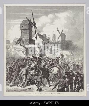 Wasserdichte Reproduktion: Juliusz Kossak (1824-1899), Bürgerkrieg in Frankreich - Schlacht von Montmartre; Z: 'K Osy' 1871, Nr. 309 (1. Juni), S. 341; Holewi Ski, Józef (1848-1917), K Osy (Warschau; Magazin; 1865-1890); 1871 (1850-00-00-1875-00); Stockfoto