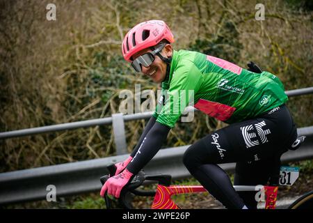 Giulianova, Italien. März 2024. CARAPAZ Richard trug das grüne Trikot während des 59. Tirreno-Adriatico 2024, Stage 4 a km von Arrone nach Giulianova am 07. März 2024 in Giulianova, Abruzzen, Italien. (Foto: Fabio Ferrari/LaPresse) Credit: LaPresse/Alamy Live News Stockfoto