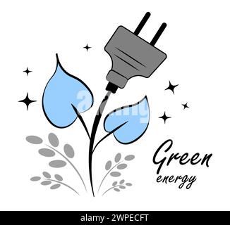 Grüne Energie. Elektrostecker. Kritzeleien Stock Vektor