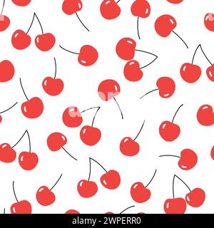 Nahtloses Muster mit Kirsche. Hintergrund der Früchte. Vektorabbildung. Stock Vektor