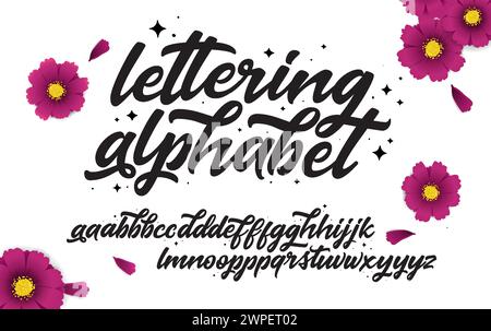 Handgezeichnetes Vektor-Alphabet. Pinsel gemalte Buchstaben. Schriftart des Skripts. Dekorative künstlerische Typographie. Handgezeichnetes Vektor-Alphabet. Stock Vektor