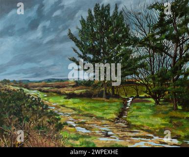 Ölgemälde einer Landschaft von John Washington. Stockfoto