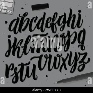 Handgezeichnetes Vektor-Alphabet. Pinsel Briefe Malen. Stock Vektor