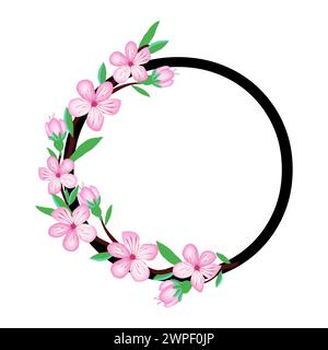 Sakura Blütenpinken kleines Blumenalphabet zum Gestalten von Karten oder Einladungen. Vektor-Illustrationen, isoliert auf weißem Hintergrund für Frühlingskirschflor Stock Vektor