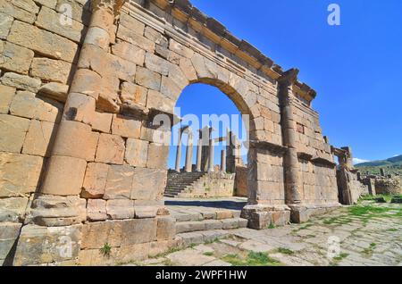 Der Arch de Caracalla in Djémila in Algerien (Cuicul) Stockfoto