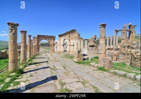 Der Arch de Caracalla in Djémila in Algerien (Cuicul) Stockfoto