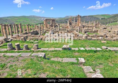 Der Arch de Caracalla in Djémila in Algerien (Cuicul) Stockfoto