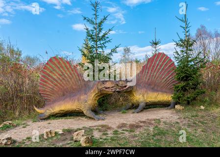 Dinosaurierpark in Krasiejów. Der größte Jurassic Park in Polen und sogar in Europa. Opole, Polen, 2018 Stockfoto