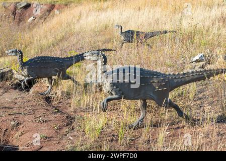 Dinosaurierpark in Krasiejów. Der größte Jurassic Park in Polen und sogar in Europa. Opole, Polen, 2018 Stockfoto
