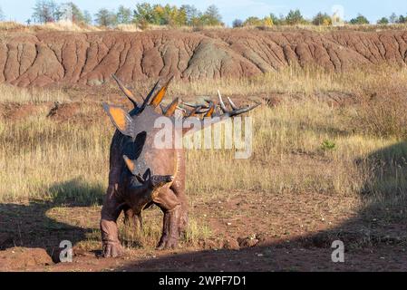 Dinosaurierpark in Krasiejów. Der größte Jurassic Park in Polen und sogar in Europa. Opole, Polen, 2018 Stockfoto