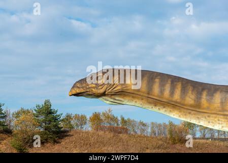 Dinosaurierpark in Krasiejów. Der größte Jurassic Park in Polen und sogar in Europa. Opole, Polen, 2018 Stockfoto