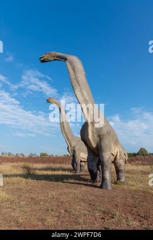 Dinosaurierpark in Krasiejów. Der größte Jurassic Park in Polen und sogar in Europa. Opole, Polen, 2018 Stockfoto