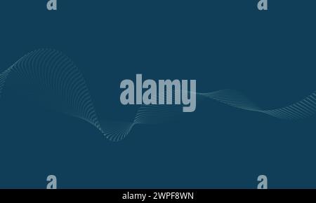 Ströme von Punktpartikeln bilden ein Wellenmuster aus blauem Licht auf isoliertem dunkelblauem Hintergrund. Vektorillustration in futuristischem Stil, Wissenschaft, Musik Stock Vektor