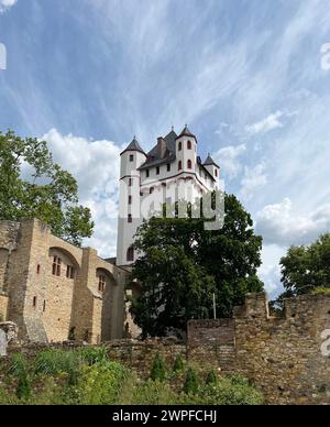 Die kurfürstliche Burg ist eine Stadtburg in Eltville am Rhein im hessischen Rheingau-Taunus-Kreis und das Wahrzeichen der Stadt. Die Kurfürstliche Stockfoto